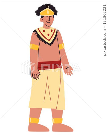 Polynesian man wearing traditional dress native tribe character smiling face expression cultural heritage design icon set colorful Polynesian man wearing traditional dress native tribe character smiling face expression cultural heritage design icon set colorful 121802221