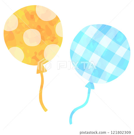 Illustration of balloons with patterns Orange and light blue 121802309