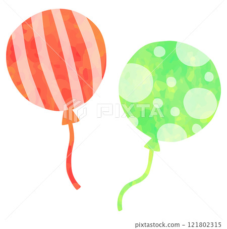 帶有紅色、黃色、綠色圖案的氣球的插圖 121802315