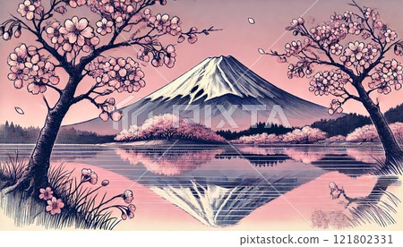 Cherry blossoms and Mt. Fuji 16 121802331