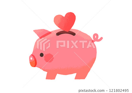 紅心和豬存錢罐 121802495