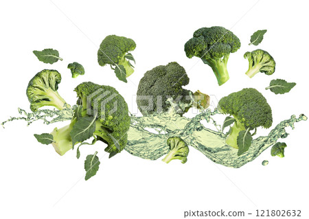 PNG, Food art, broccoli isolated on white background, generated by Generative AI technology. 121802632