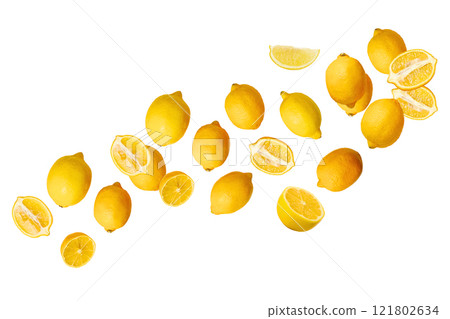 PNG, Food art collage, lemon, isolated on white background, generated by Generative AI technology. PNG, Food art collage, lemon, isolated on white background, generated by Generative AI technology. 121802634