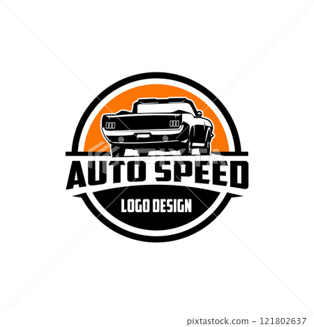 Mustang convertible. vector silhouette isolated on white background seen from behind. Best for badges, emblems, icons, sticker designs, automotive industry. Mustang convertible. vector silhouette isolated on white background seen from behind. Best for badges, emblems, icons, sticker designs, automotive industry. 121802637