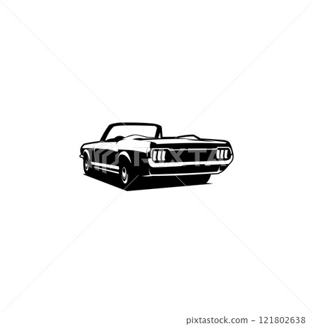 Mustang convertible car silhouette vector design. isolated white background view from behind. Best for logos, badges, emblems, icons, design stickers and for the vintage car industry. available in eps Mustang convertible car silhouette vector design. isolated white background view from behind. Best for logos, badges, emblems, icons, design stickers and for the vintage car industry. available in eps 121802638