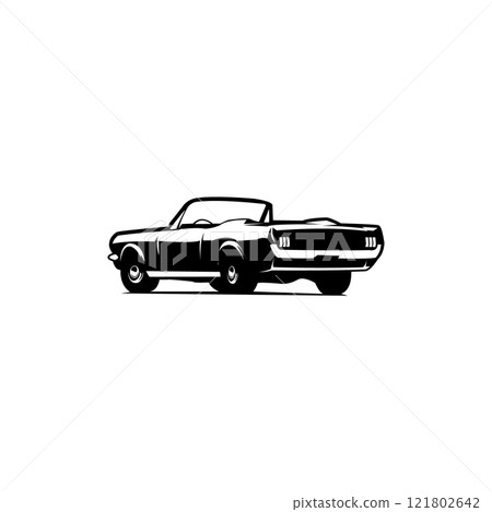 Mustang convertible car logo isolated on white background rear view. best for the car industry. vector illustration available in eps 10. Mustang convertible car logo isolated on white background rear view. best for the car industry. vector illustration available in eps 10. 121802642
