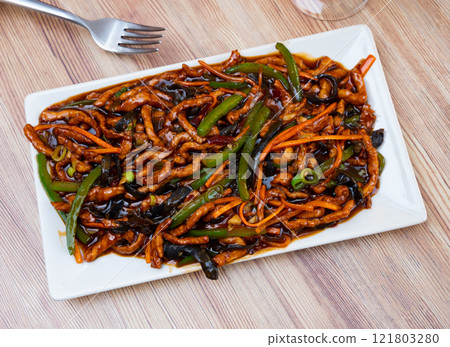 Yuxiang shredded pork, Chinese cuisine dish 121803280