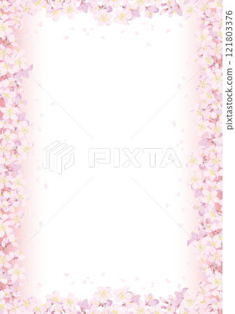 Background material <Flower, cherry blossom & petal frame 5, color> 121803376