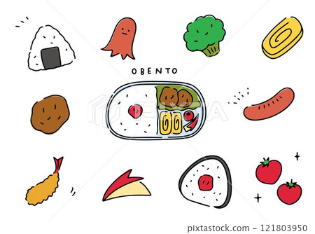 午餐盒配料圖示插圖集 午餐盒配料圖示插圖集 121803950