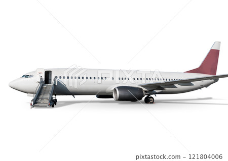 Passenger jetliner with a staircase isolated on white background 121804006