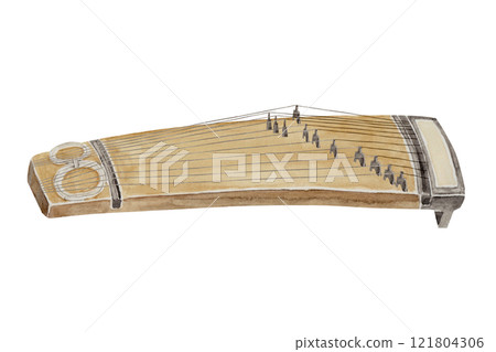 Musical instrument Koto Wakoto Koto watercolor illustration Musical instrument Koto Wakoto Koto watercolor illustration 121804306