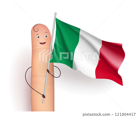 Italy flag at finger man 121804417