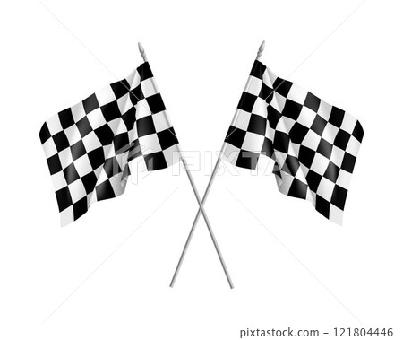 Two racing flags crossed realistic 121804446