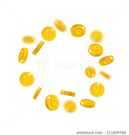 Gold rubles floating cartoon isolated Gold rubles floating cartoon isolated 121804488