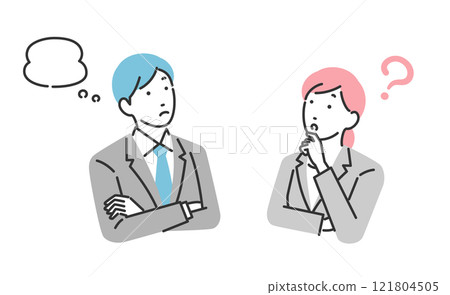 Illustration of a business person in a thinking pose Illustration of a business person in a thinking pose 121804505