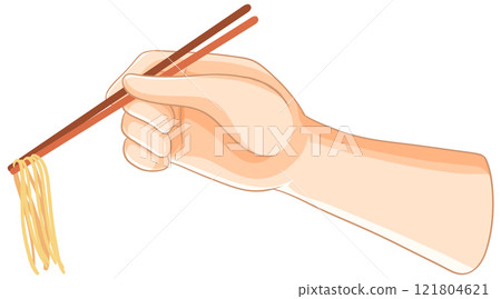Hand Holding Chopsticks with Noodles Hand Holding Chopsticks with Noodles 121804621
