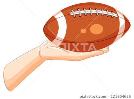 Hand Holding a Football Illustration Hand Holding a Football Illustration 121804636