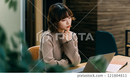 A woman thinking/businesswoman 121804811