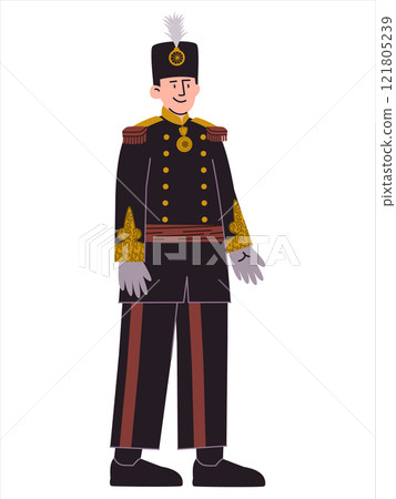 Sultan Syarif Kasim II Indonesia hero Indonesian male fighter warrior man politician patriotic brave traditional military attire national patriot character design colorful icon set Sultan Syarif Kasim II Indonesia hero Indonesian male fighter warrior man politician patriotic brave traditional military attire national patriot character design colorful icon set 121805239