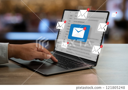 Businessmen using smartphones check New email notifications inbox Alert Businessmen using smartphones check New email notifications inbox Alert 121805248