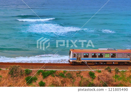 San-in Main Line running along the coastline 121805490