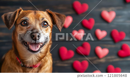 Dog and heart motif 121805648