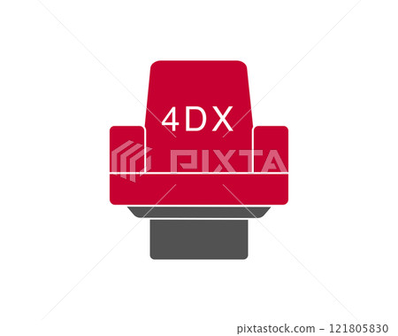 紅色 4DX 椅子的簡單插圖(白色輪廓) 紅色 4DX 椅子的簡單插圖(白色輪廓) 121805830