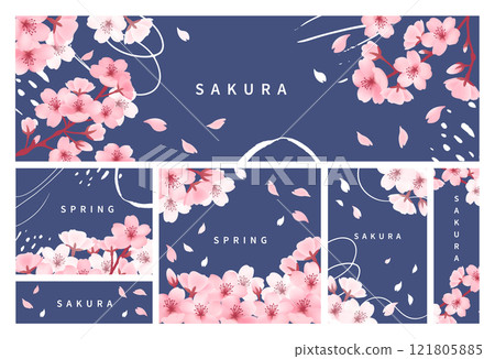 櫻花模板集_深藍色 櫻花模板集_深藍色 121805885