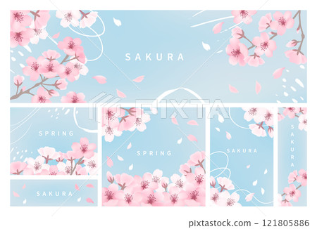 櫻花模板集_淺藍色 櫻花模板集_淺藍色 121805886