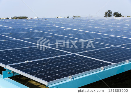 Close-up of Photovoltaic panels for renewable electrical energy production in Taiwan. 121805900