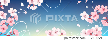 Cherry blossom background_blue 121805919