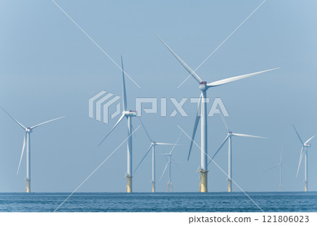 View of the Offshore wind power systems off the western coast of Taiwan. 121806023