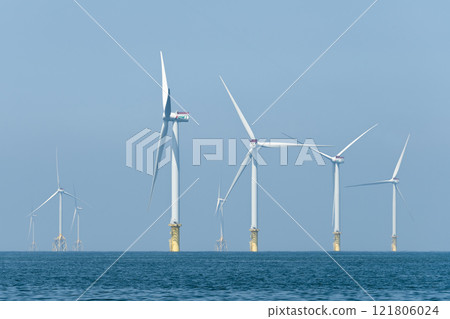 View of the Offshore wind power systems off the western coast of Taiwan. 121806024