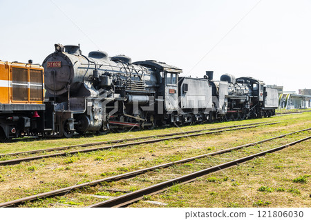 Close-up of the retired steam locomotives at the Takao Railway Museum in Kaohsiung, Taiwan. 121806030
