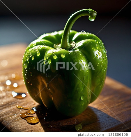 Summer vegetables, ingredients, close-up, macro, peppers, water drops 121806106
