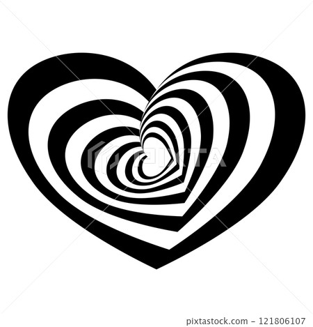 Hypnotic monochrome heart shape spiral Hypnotic monochrome heart shape spiral 121806107