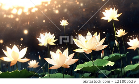 漂浮在水的蓮花 121806529