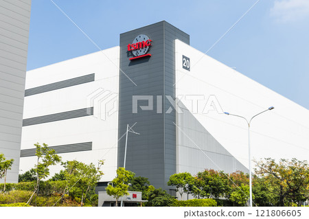 Taiwan Semiconductor Manufacturing Company (TSMC) plant in Tainan Science Park, Taiwan, TSMC is the world's largest dedicated independent semiconductor foundry. 121806605