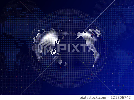 Dot world map and line earth network image Dot world map and line earth network image 121806742
