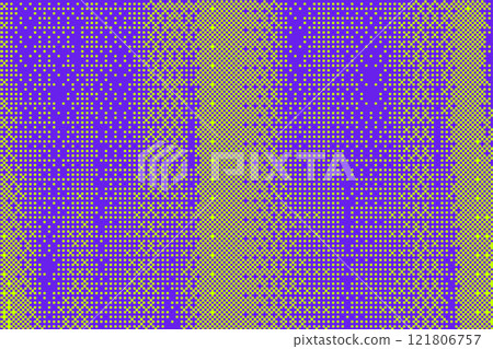 Pixel bitmap background with retro dotted pattern. Purple and green vector gradation abstract gradation. Noise effect dither halftone wallpaper 121806757