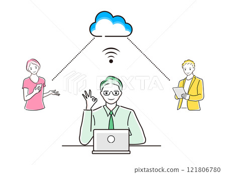 Business people networking and sharing data in the cloud 121806780