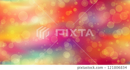 Bokeh effects and overlays in a seamless pattern on a rainbow festive, sparkling bg 121806834