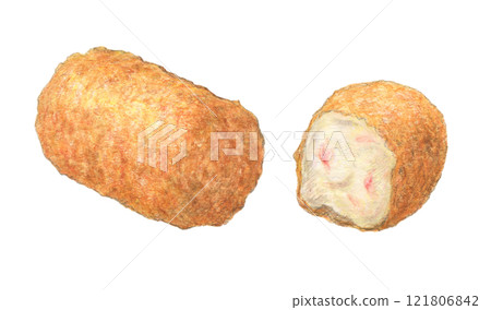 Crab cream croquette hand-drawn watercolor 121806842