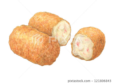 Crab cream croquette hand-drawn watercolor 121806843