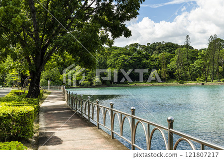 Beautiful lakeshore landscape of Chengcheng Lake Scenic Area in Kaohsiung, Taiwan. Beautiful lakeshore landscape of Chengcheng Lake Scenic Area in Kaohsiung, Taiwan. 121807217