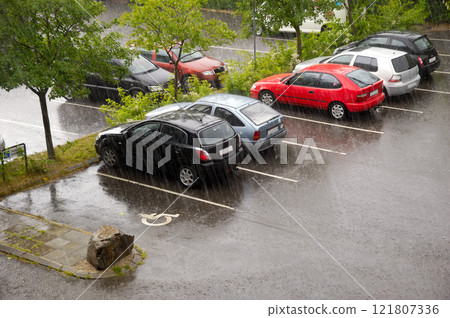 Cars on a rainy day 121807336
