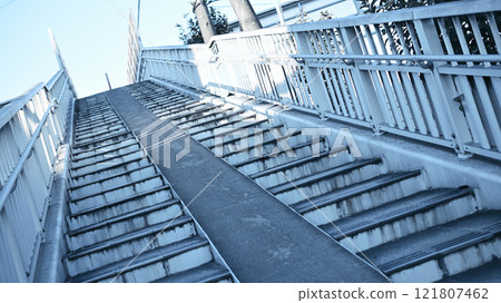 Stairs of a pedestrian overpass Stairs of a pedestrian overpass 121807462