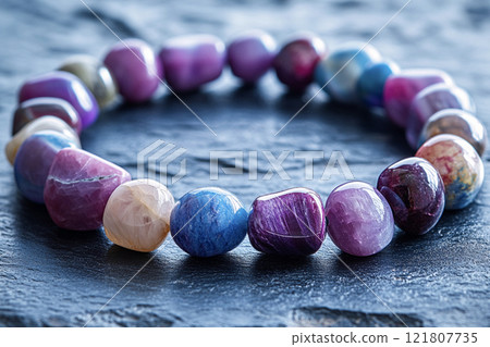 Colorful natural stone bracelet AI image 121807735