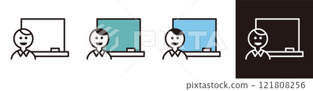 一位老師正在上課。與教育和學校相關的向量材料。 121808256