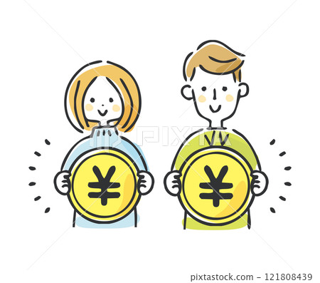 Illustration of a couple and money Illustration of a couple and money 121808439